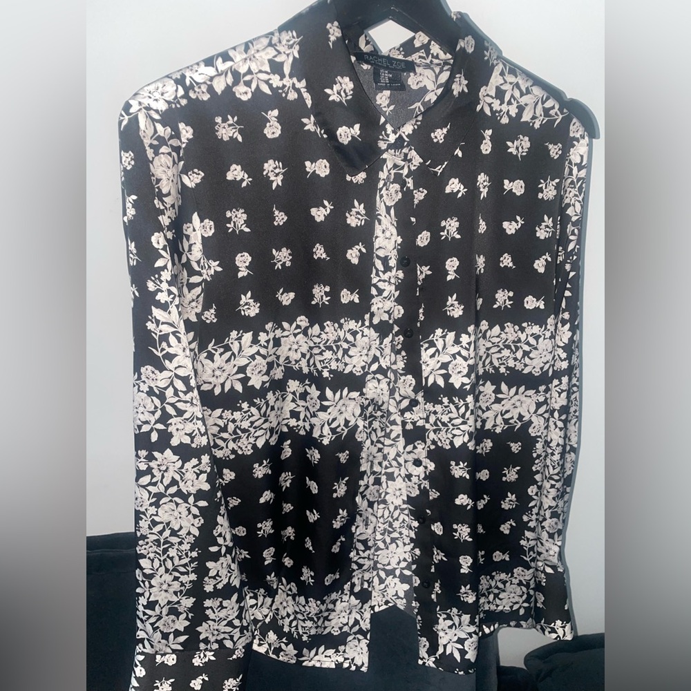 Rachel Zoe Black and White Floral Blouse